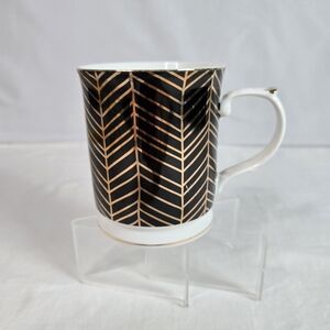 Graces teaware cups, tea/coffee dishwasher safe white with blk/gold trim…